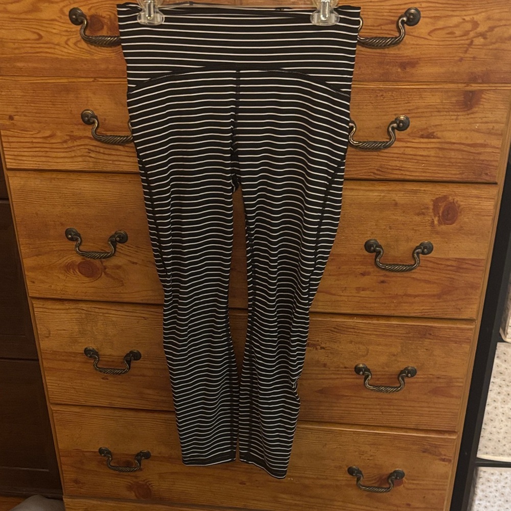 lululemon athletica Black and White Striped Leggings